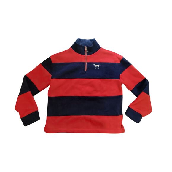 Victoria's Secret Pink Tops - Victoria's Secret Pink Xs red/blue striped 3/4 zip pullover long sleeve